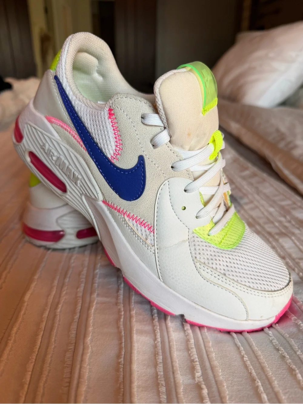 Nike Sneakers with Purple swoosh and Neon Accents